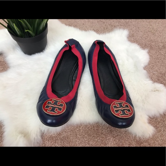Tory Burch Shoes - Tory Burch Woman Flat Shoes Navy Blue Red Sz: 9